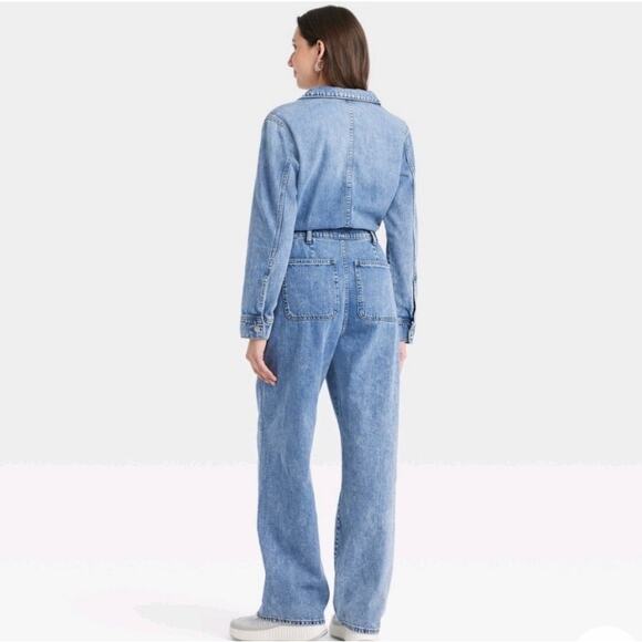 UNIVERSAL THREAD NWOT Baggy Denim Utility Jumpsuit Medium Blue Wash Size 17 Boho - Picture 4 of 6
